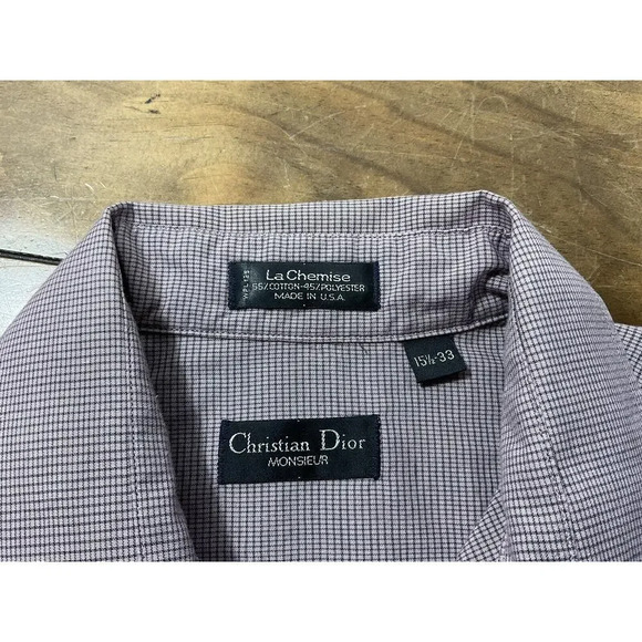 Vintage Christian Dior Men's 15 1/2-33 Light Purple La Chemise Button-Down - Picture 4 of 5